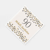 Black Gold Confetti Glitter 90th Birthday Servet (Hoek)