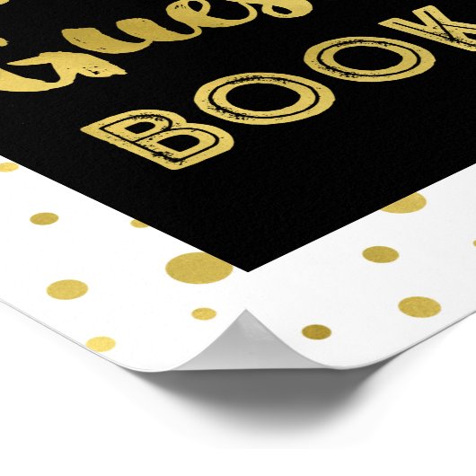 Black Gold Confetti Guest Book Weduwen Sign Poster (Hoek)
