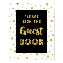 Black Gold Confetti Guest Book Weduwen Sign