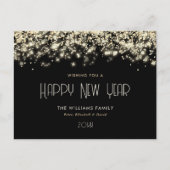 Black Gold Confetti Happy New Year Briefkaart (Voorkant)