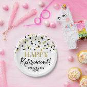 Black Gold Confetti Happy Retirement Papieren Bordje (Feest)