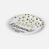 Black Gold Confetti Happy Retirement Papieren Bordje (Gekanteld)