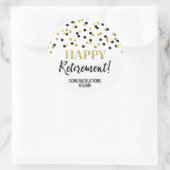 Black Gold Confetti Happy Retirement Ronde Sticker (Tas)