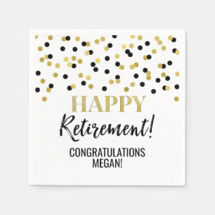 Black Gold Confetti Happy Retirement Servet