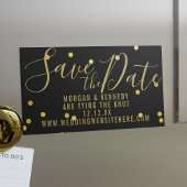 Black Gold Confetti Magnetic Save the Date Magnet