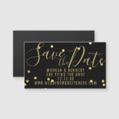 Black Gold Confetti Magnetic Save the Date Magnet (Voorkant / Achterkant)