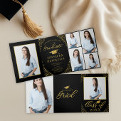 Black Gold Confetti Photo Afstuderen Aankondiging