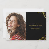Black Gold Confetti Photo Afstuderen Aankondiging (Achterkant)