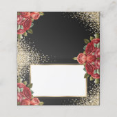 Black Gold Confetti Red Roses Floral Plaatskaartje (Buitenkant ongevouwen)