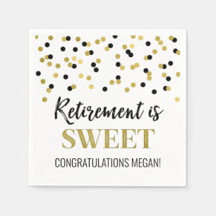 Black Gold Confetti Retirement is Sweet Servet