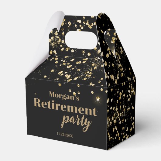 Black Gold confetti Retirement party Custom Bedankdoosjes (Achterkant)