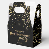 Black Gold confetti Retirement party Custom Bedankdoosjes (Geopend)