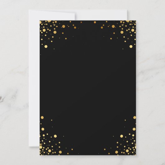 Black Gold Confetti Stippen Afstuderen Graduparty Kaart (Achterkant)