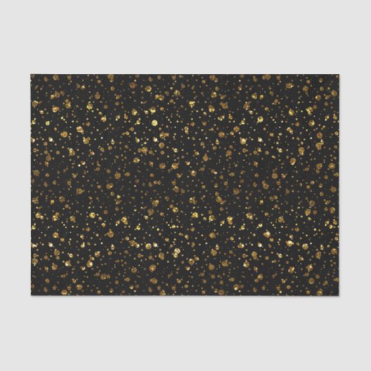 Black Gold Confetti Stippen Elegant Glam Tissuepapier (Voorkant)