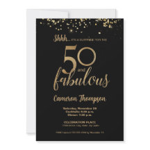 Black Gold Confetti Surprise 50 and fabulous
