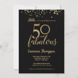 Black Gold Confetti Surprise 50 and fabulous Kaart