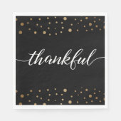 Black Gold Confetti Thankful Script Calligraphy Servet (Voorkant)