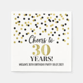 Black Gold Confetti viert 30 jaar verjaardag Servet (Voorkant)