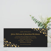 Black & Gold Confetti Wedding Party Kaart (Staand voorkant)