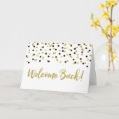 Black Gold Confetti Welkom terug Kaart (Gele Bloem)