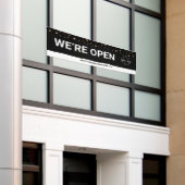 BLACK Gold confetti Wij zijn open voor zaken Spandoek (Buitenkant Gebouw)