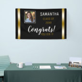 Black Gold Congrats Afstuderen Foto-Afstuderen Spandoek (Beurs)