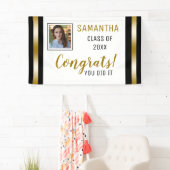 Black Gold Congrats Afstuderen Foto-Afstuderen Spandoek (Insitu)