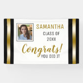 Black Gold Congrats Afstuderen Foto-Afstuderen Spandoek (Horizontaal)