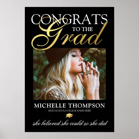 Black Gold Congrats Afstuderen Poster (Voorkant)