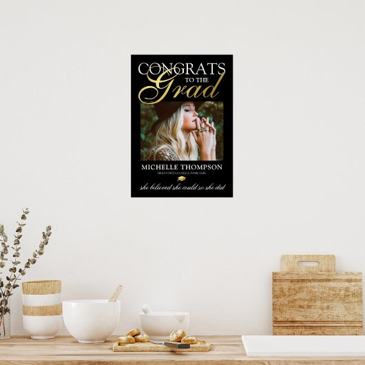Black Gold Congrats Afstuderen Poster (Keuken)