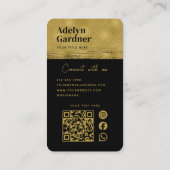 Black Gold Connect Monogram QR-code Sociale media Visitekaartje (Achterkant)