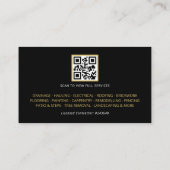 Black Gold Construction Building QR Code Visitekaartje (Achterkant)