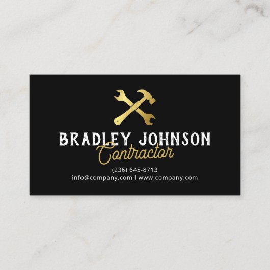 Black Gold Construction Building QR Code Visitekaartje (Voorkant)