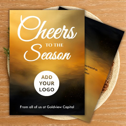  Black & Gold Corporate Holiday Card Feestdagenkaart