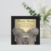 Black Gold Corset Vrijgezellenfeest Kaart (Staand voorkant)