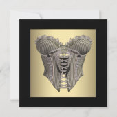 Black Gold Corset Vrijgezellenfeest Kaart (Achterkant)