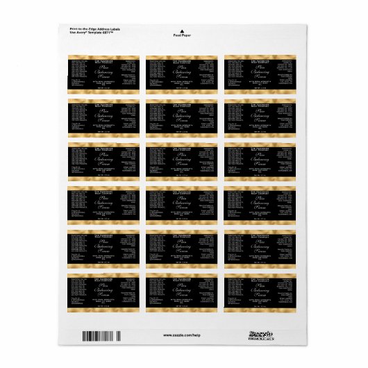 Black & Gold Cosmetics Small Dropper Bottle Label  (Full Sheet)