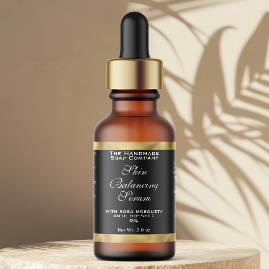 Black & Gold Cosmetics Small Dropper Bottle Label