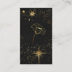 *~* Black Gold Cosmic Stars Mystic Flower Visitekaartje