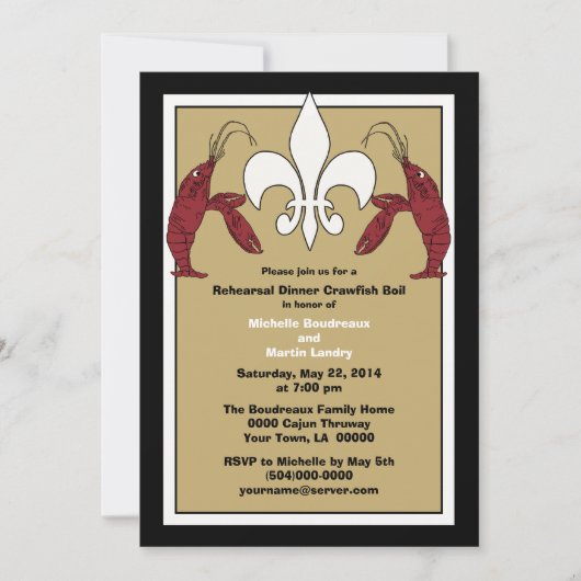 Black Gold Crawfish Boil Event Invitations Kaart (Voorkant)