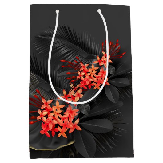 Black Gold Crimson Exotic Tropical Foliage Medium Cadeauzakje (Voorkant)
