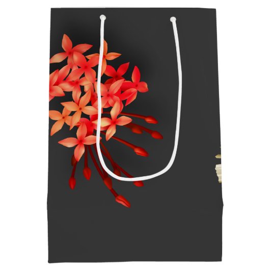 Black Gold Crimson Exotic Tropical Foliage Medium Cadeauzakje (Achterkant)