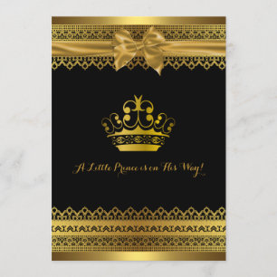 Black & Gold Crown Baby shower Kaart