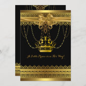 Black & Gold Crown Baby shower Kaart (Voorkant / Achterkant)