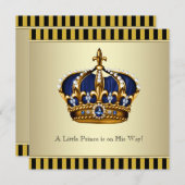 Black Gold Crown Little Prince Boy Baby shower Kaart (Voorkant / Achterkant)