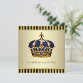 Black Gold Crown Little Prince Boy Baby shower Kaart (Staand voorkant)