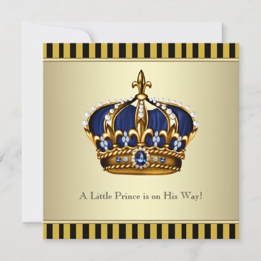 Black Gold Crown Little Prince Boy Baby shower Kaart (Voorkant)