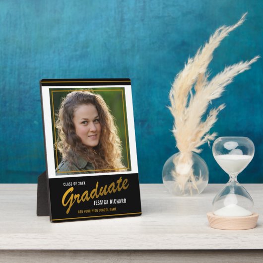 Black Gold Custom Afstuderen-fototoetsenbord Fotoplaat (Zijkant)