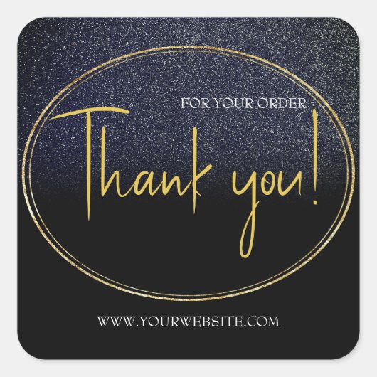 Black & Gold Custom Business Hartelijk dank Square Vierkante Sticker (Voorkant)