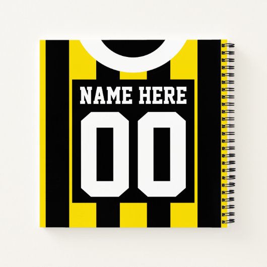 Black & Gold Custom Jersey Sjabloon Soccer Rugby Notitieboek (Achterkant)